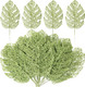 20Pcs Artificial Glitter Monstera Leaves Stems 14.96In Christmas Fake Palm Leaves Picks Faux Monstera Leaves Stems for Christmas Tree Garland Party Holiday Home Table Indoor Outdoor Decor(Green)