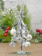 Red Co. 6" Small Metallic Silver Glass Christmas Tree Tabletop Decoration with Glittered Removable Ornaments