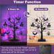 2 Pack 24 Inch Black Halloween Tree with 24 LED Purple Lights, Timer/USB/Battery Operated Halloween Table Decorations Lighted Tree, Cute Halloween Decorations Indoor Halloween Home Decor Party Room