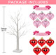 Remon Valentine 2Ft Birch Tree Light, 24 LED White Birch Tree Battery Powered Timer, Artificial Valentine Tree Included Set of 10 Valentine's Day Heart Ornaments for Table Center Decor Home Indoor