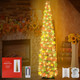 5FT Fall Pop Up Tree with 60 Lights, Lighted Fall Artificial Tinsel Maple Trees, Battery Operated with Timer Collapsible Tinel Maple Tree Fall Harvest Thanksgiving Porch Home Party Decor