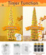 5FT Fall Pop Up Tree with 60 Lights, Lighted Fall Artificial Tinsel Maple Trees, Battery Operated with Timer Collapsible Tinel Maple Tree Fall Harvest Thanksgiving Porch Home Party Decor