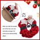 Riceshoot Santa Wreath 15.7 Inch Christmas Front Door Wreath Decoration Red Burlap Wreath Black Belt Silver Buckle Holiday Wreath for Christmas Indoor Outdoor Home Office Wall Wedding Holiday Party