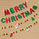 Pre-Strung Merry Christmas Banner, Christmas Felt Fabric Banner(with Lights), Red and Green Felt Ball Garland Reusable Christmas Decorations Indoor Outdoor, Fun Xmas Party Supplies