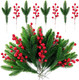 32PCS Artificial Pine Branches Christmas Holly Berries Artificial Red Berry Stems for Christmas Wreath Decorations Xmas Tree Decoration 32PCS Artificial Pine Branches Christmas Holly Berries Artificial Red Berry Stems for Christmas Wreath Decorations Xmas Tree Decoration