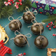 12 Pieces Large Size Christmas Bells 3.15 Inch Jumbo Bells Sleigh Bells Star Cutout Bells Ornaments with Ribbon for Christmas Tree Wreath Decorations (Brass)
