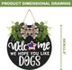 Interchangeable Wooden Seasonal Welcome Sign, Rustic Round Dogs Sign Front Door Wreaths for Home/Wall/Porch Decor, for Easter Spring Summer Fall Halloween Christmas All Season Decorations