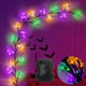 [Timer & 8 Modes] 6Ft 57 LED Halloween Willow Vine Twig Halloween Garland with 6 Orange Pumpkins & 6 Purple Bats & 6 Green Light Spider Waterproof Battery Operated Halloween Light Mantel Wall Decor
