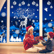 Super Huge Christmas Window Clings Static Snowflake Christmas Decorations, Reindeer Xmas Decor Winter Wonderland Decorations Window Stickers Decals for Indoor Christmas Decoration Party (4 Sheets)