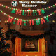 Merry Birthday Banner with Light, Christmas Birthday Party Decorations with 8 Modes Flashing String Lights for Kids Birthday Party Decorations, Christmas Birthday Garland Wall Fireplace Home Decor