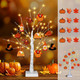[Timer] Thanksgiving Birch Tree Lights, 24" Lighted Birch Tree with 24 PCS Fall & Thanksgiving Hanging Ornaments, Battery Operated BirchTree Fall Thanksgiving Decorations Indoor Table Bedroom Home