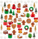 Sawysine 64 Pcs Christmas Miniatures Figurines Santa Xmas Garden Miniature Ornaments Kit Snowman Christmas Fairy Resin Ornaments Pine Tree for Christmas Garden Accessories(Gingerbread Man)