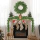 Sggvecsy 6.4Ft Christmas Fork Norfolk Pine Garland Artificial Christmas Garland Real Touch Artificial Pine Greenery Garland for Table Wall Mantle Indoor Fireplace Home Holiday Winter Decoration