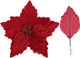 SHACOS 10 pcs 11.8" Artificial Christmas Red Poinsettia Flowers Clips on Large Velvet Floral Picks Christmas Tree Ornaments Wreath Garland Decoration Indoor Outdoor SHACOS 10 pcs 11.8" Artificial Christmas Red Poinsettia Flowers Clips on Large Velvet Floral Picks Christmas Tree Ornaments Wreath Garland Decoration Indoor Outdoor