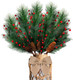 5 Pcs Artificial Christmas Berries Pine Picks Berry Pine Branches with Bow for Wreath DIY Faux Pinecone Craft Floral Arrangement Holiday Season Table Centerpieces and Xmas Tree Decor No Vase