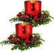Sliner 4 Pcs Christmas Glass Candle Holders 4.7 inch Glass Xmas Candle Holder, 2 Pcs Votive Candle Berry Ring with Pinecones and 2 Pcs Christmas Candle Holders Decorative for Table Centerpieces Decor