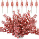 30Pieces Christmas Glitter Berries Stems 8.3Inch Snowy Artificial Holly Berry Stems Glitter Berry Picks for Xmas Tree Ornaments Wreath Wedding Winter Holiday Home Decor(Red)