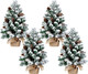 Soaoo 4 Pcs Mini Artificial Snowy Christmas Tree Christmas Table Centerpieces Small Snow Flocked Pine Cone Xmas Tree with Burlap Base for Christmas Holiday Party Tabletop Home Decor, 22 Inch