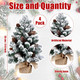 Soaoo 4 Pcs Mini Artificial Snowy Christmas Tree Christmas Table Centerpieces Small Snow Flocked Pine Cone Xmas Tree with Burlap Base for Christmas Holiday Party Tabletop Home Decor, 22 Inch