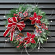 Christmas Wreath for Front Door, Large Winter Wreaths with Lights, Berries, Christmas Poinsettia and Velvet Bow, for Wall Windows Mantle Outdoor Christmas Decoration