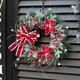 Christmas Wreath for Front Door, Large Winter Wreaths with Lights, Berries, Christmas Poinsettia and Velvet Bow, for Wall Windows Mantle Outdoor Christmas Decoration