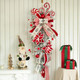 36 Inch Christmas Teardrop Swag, Soomeir Winter Holiday Swags Wreaths with Red White Stripe Ribbon and Lollipop for Front Door, Wall Window Fireplace Indoor Outdoor Decor