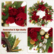 Christmas Wreaths for Front Door, Soomeir Outdoor Winter Wreaths, Large Welcome Wreath with Lights for Holiday Outside Indoors Office Mantle Window (Red Gold)