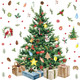 Spiareal Large Christmas Tree Wall Decals Merry Christmas DIY Watercolor Wall Stickers Peel and Stick Removable Christmas Tree Giant Wall Decals for Bathroom Living Room Offices Home Decoration
