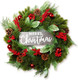 Christmas Wreath with Christmas Signs, 22" Christmas Wreath for Front Door Winter Pine Wreath with Magnolia Leaves, Red Balls Ornaments Xmas Wreath Outdoor for Windows Wall Porch Decor