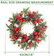 Super Holiday Artificial Christmas Wreath, Front Door Wreaths Decorations for Home, Party, Holiday, Thanksgiving, Xmas Decor - with Wreath Hanger, Green/Red.