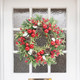 Super Holiday Artificial Christmas Wreath, Front Door Wreaths Decorations for Home, Party, Holiday, Thanksgiving, Xmas Decor - with Wreath Hanger, Green/Red.