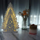 Wooden Christmas Tree Tabletop Decor, LED Wood Craft Christmas Trees Light 2AA Battery Powered 13 inch for Xmas Home Decorations(Indoor)