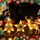 3pcs Wooden Christmas Tree Tabletop Decor, Supergorea，LED Luminous Christmas Decorations, 5.1in Pentagram Xmas Tree and Elk Deer for Xmas Desktop Ornament