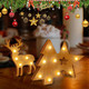 3pcs Wooden Christmas Tree Tabletop Decor, Supergorea，LED Luminous Christmas Decorations, 5.1in Pentagram Xmas Tree and Elk Deer for Xmas Desktop Ornament