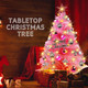 23 Inch Tabletop Christmas Tree with Led Lights,Artificial Mini Christmas Tree, DIY Artificial Tabletop Christmas Tree,Christmas Decorations for Home Desktop Xmas Tabletop Decoration (Pink)