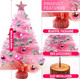 23 Inch Tabletop Christmas Tree with Led Lights,Artificial Mini Christmas Tree, DIY Artificial Tabletop Christmas Tree,Christmas Decorations for Home Desktop Xmas Tabletop Decoration (Pink)