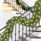 9 FT Christmas Garland with Lights,Christmas Decorations Garland Mixed Pinecones, with Timer, Battery Operated,Christmas Decor Garland for Stairs Indoor Mantle Door Wall Outdoor (Green+Brown)