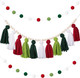 Syhood Boho Tassel Christmas Tassel Garland Wood Bead Garland with Wood Beads and 2 Pcs Western Decor Colorful Pom Pom Ball Garland for Christmas Party(Charming Colors)