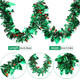 Christmas Tinsel Garland Decorations Green Metallic Garland with Red Berries Leaves Christmas Tree Tinsel Garland Green Metallic Garland for Christmas Tree Ceiling Hanging Decoration(6 Pcs,39 Feet)