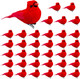 Taiyin 36 Pcs Red Cardinal with Clip on Christmas Tree Ornament Mini Red Feather Fake Birds Decorations Bird Craft Ornament for Christmas Tree Home Outdoor Wreath Arts Decoration