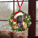Talataca English Mastiff 2D Flat Christmas Ornament, Mastín Inglés Wearing A Christmas Hat Wreath Pine Tree Decor, Hanging House Charm Eve Keepsake, Car Rear View Mirror Accessories, Xmas