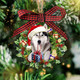 Talataca Siberian Husky Wearing Christmas Hat Wreath 2D Flat Christmas Tree Wood Ornament Decor Wooden Hanging Decoration House Present Xmas Eve Keepsake Decorative