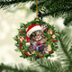 Talataca Maine Coon Cat 2D Flat Christmas Ornament, Gato Maine Coon Wearing A Christmas Hat Wreath Pine Tree Decor, Hanging House Charm Eve Keepsake, Car Rear View Mirror Accessories, Xmas
