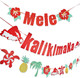 3 Pieces Mele Kalikimaka Banner Hawaiian Christmas Garland Glittering Winter Holiday Party Banner Decor Supplies Mantle Family Home Pre-Strung Decor