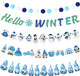 5 Pcs Winter Garland Decorations Hello Winter Banner Winter Felt Garlands Snowman Gnome Decorations Hanging Christmas Winter Decoration for Birthday Christmas Party Decor