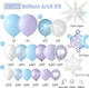 Ice Snow Birthday Party Decorations, 159 PCS Snowflake Balloon Garland Arch Kit,Blue Purple Iridescent Exploding Star Foil Balloon for Princess Winter Wonderland Birthday Christmas Party Decor