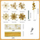 38Pcs Gold Christmas Decorations Set Include 24Pcs Artificial Christmas Flowers, Clamp and Stem, 12Pcs Holly Berry Stems, 2Pcs Ribbon, Poinsettia Christmas Tree Picks for Wreaths Garland Decor