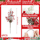 Topotdor Christmas Red Berries Stems Floral Picks, 16 Inch Artificial Pine Branches with Red Berries and Pine Cones for DIY Christmas Garland Wreath Crafts, 6PCS
