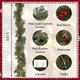 Christmas Garland Greenery Cypress Cedar Red Berry Realistic Garland Wreaths Swags Eucalyptus Leaves Pine Cone Tree Decor Stairs Indoor Outdoor Winter Seasonal Artificial 5.7FT 128 Branch Tips
