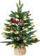 Small Christmas Tree with Lights Tabletop Christmas Tree with 57 PE Tips, 8 Pinecones, 8 Berries, 45 Lights Fluffy Pre-Decorated 2ft Xmas Tree - Add Festival Touch Green Mini Christmas Tree
